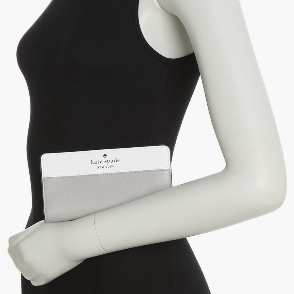 NEW kate spade new york Staci Large Slim Bifold Wallet In Nimbus Gray #WLR00122